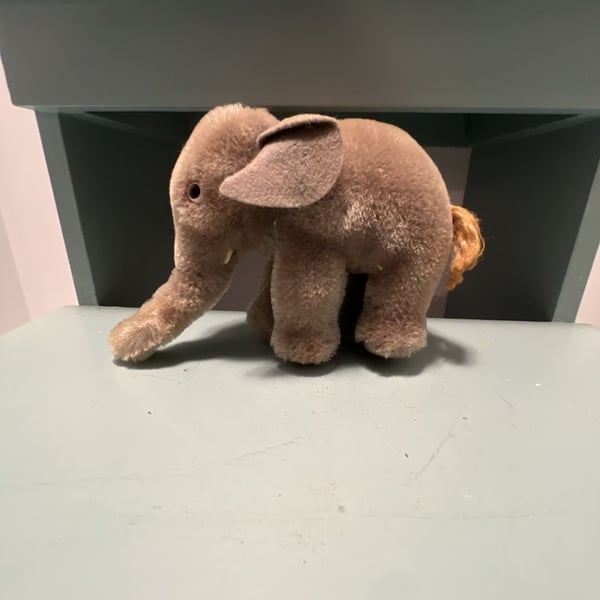 Steiff Vintage Elephant Plush Toy Mohair Gray