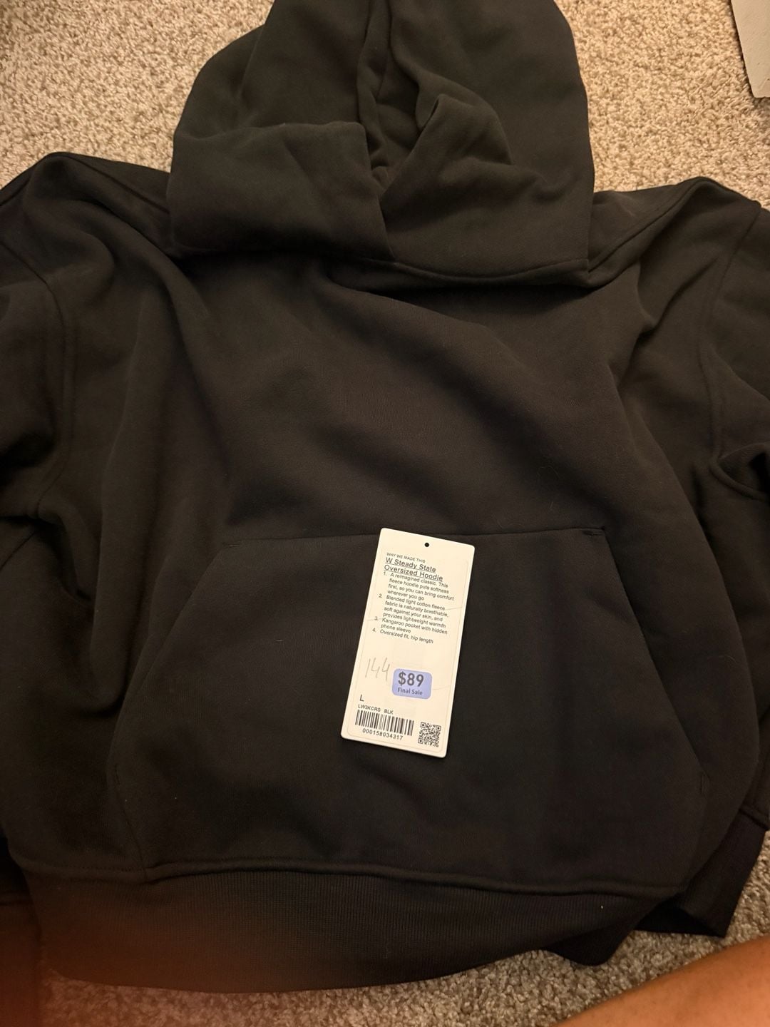 Lululemon Steady State Oversized Hoodie Size L Black 1