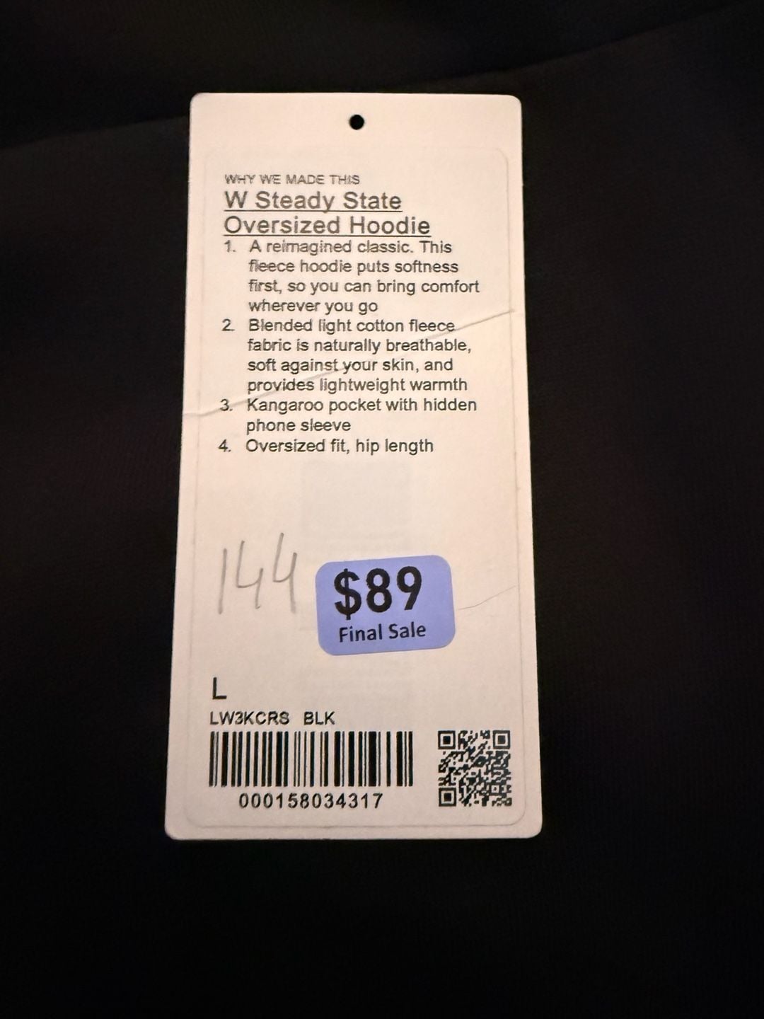 Lululemon Steady State Oversized Hoodie Size L Black 3