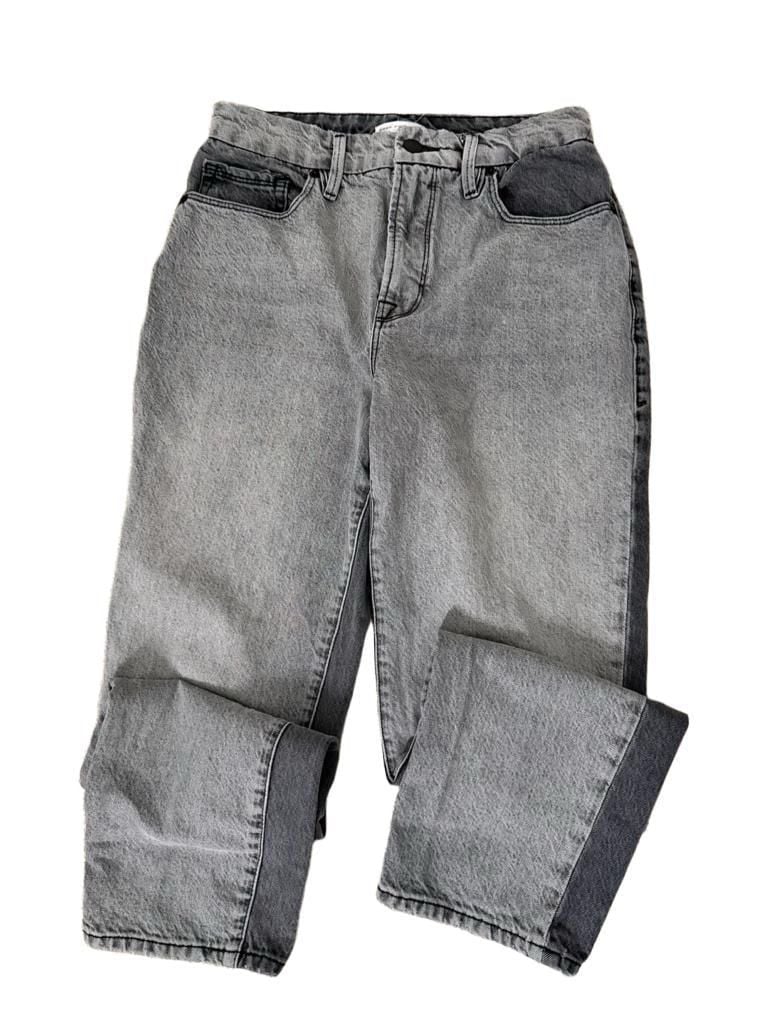 Good American Good Vintage Two Tone Straight Leg Jeans Gray Size 6 8