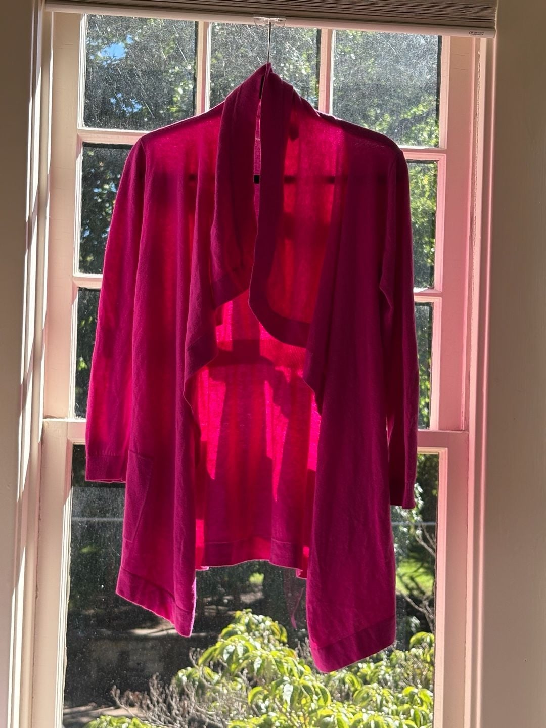 Theory Cardigan Sweater Size M/M Pink Cashmere Cotton Open Front 2