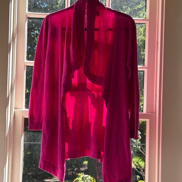 Theory Cardigan Sweater Size M/M Pink Cashmere Cotton Open Front