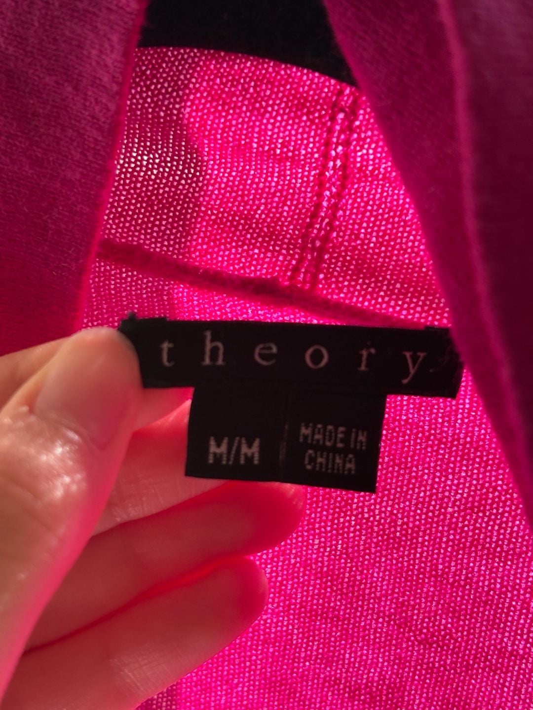 Theory Cardigan Sweater Size M/M Pink Cashmere Cotton Open Front 3