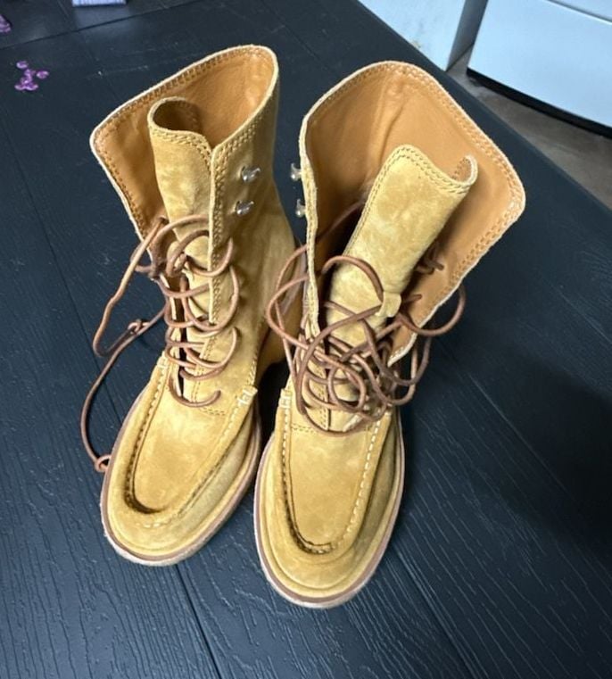 Rag & Bone Scout Wedge Boots Size 36 Beige Suede Lace Up Platform 2