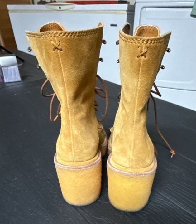Rag & Bone Scout Wedge Boots Size 36 Beige Suede Lace Up Platform 5