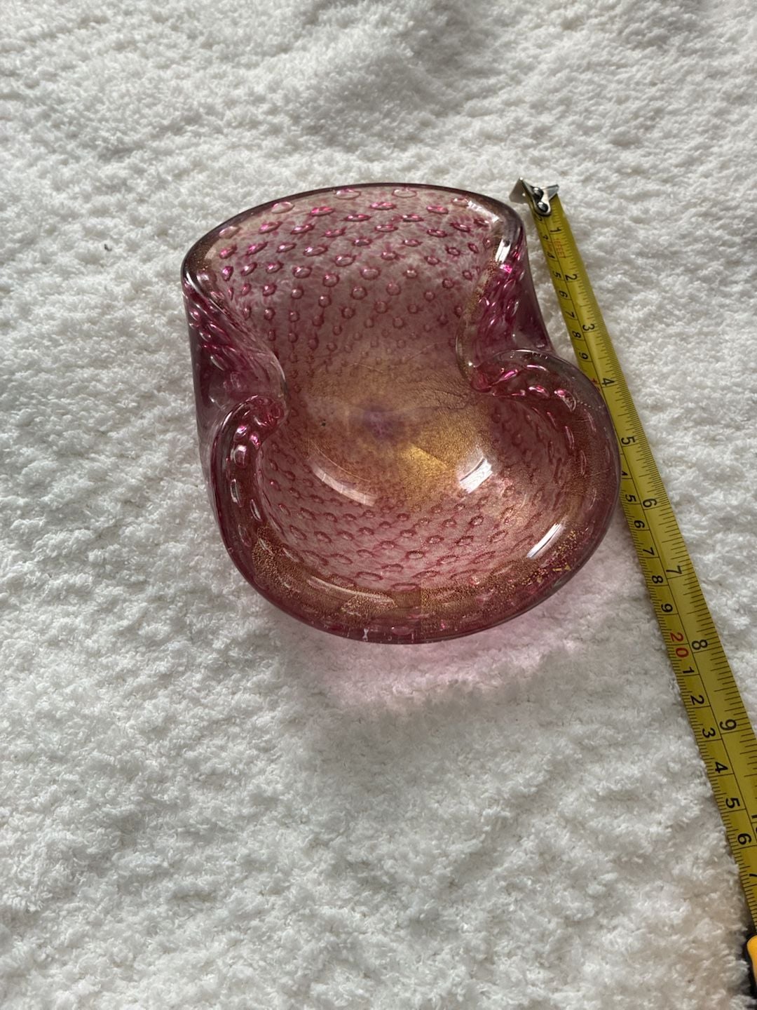 Murano Bullicante Art Glass Pink Gold Fleck Bowl Ashtray A801 1