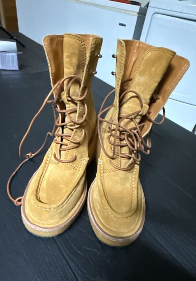 Rag & Bone Scout Wedge Boots Size 36 Beige Suede Lace Up Platform 3
