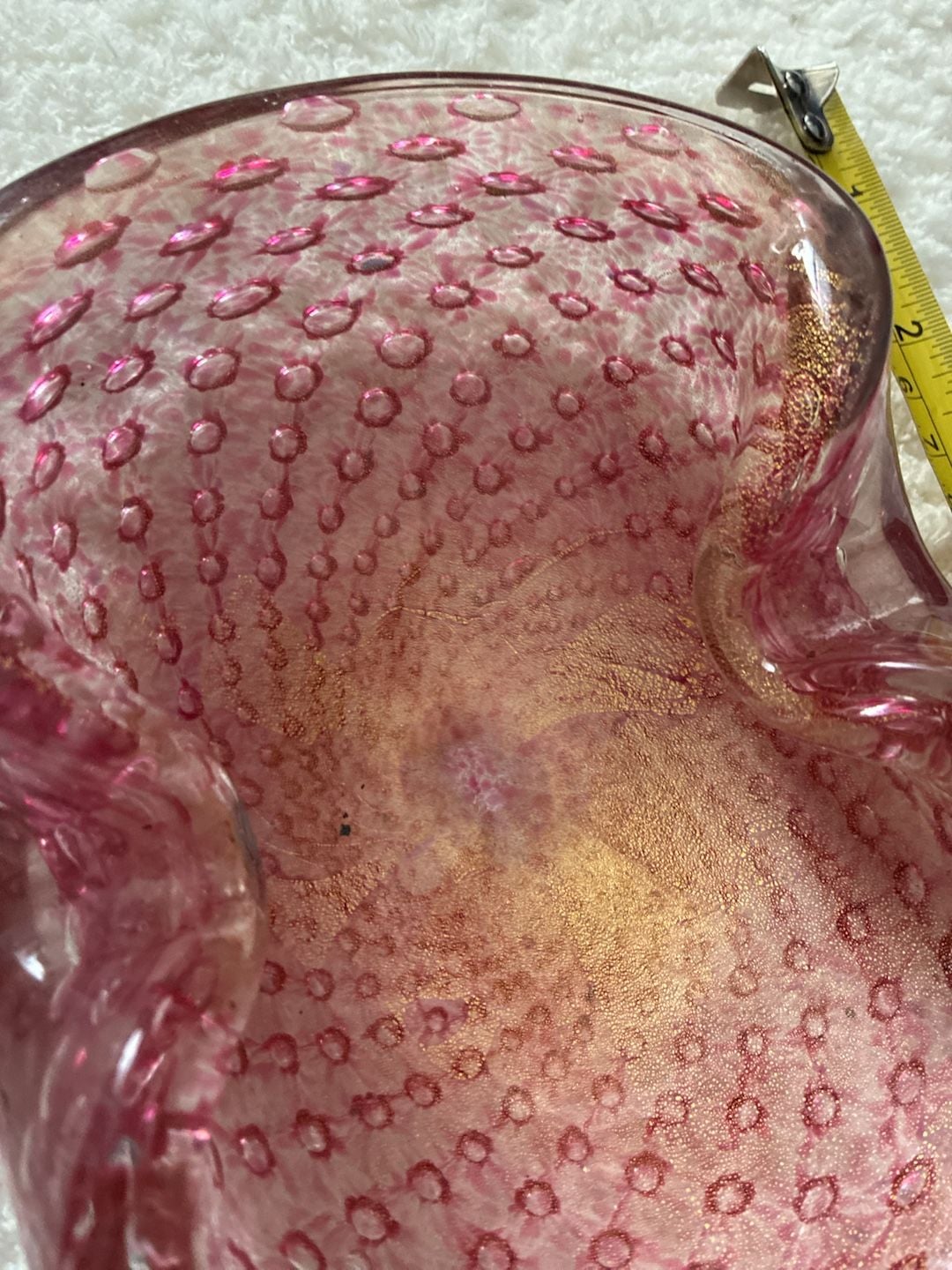 Murano Bullicante Art Glass Pink Gold Fleck Bowl Ashtray A801 2