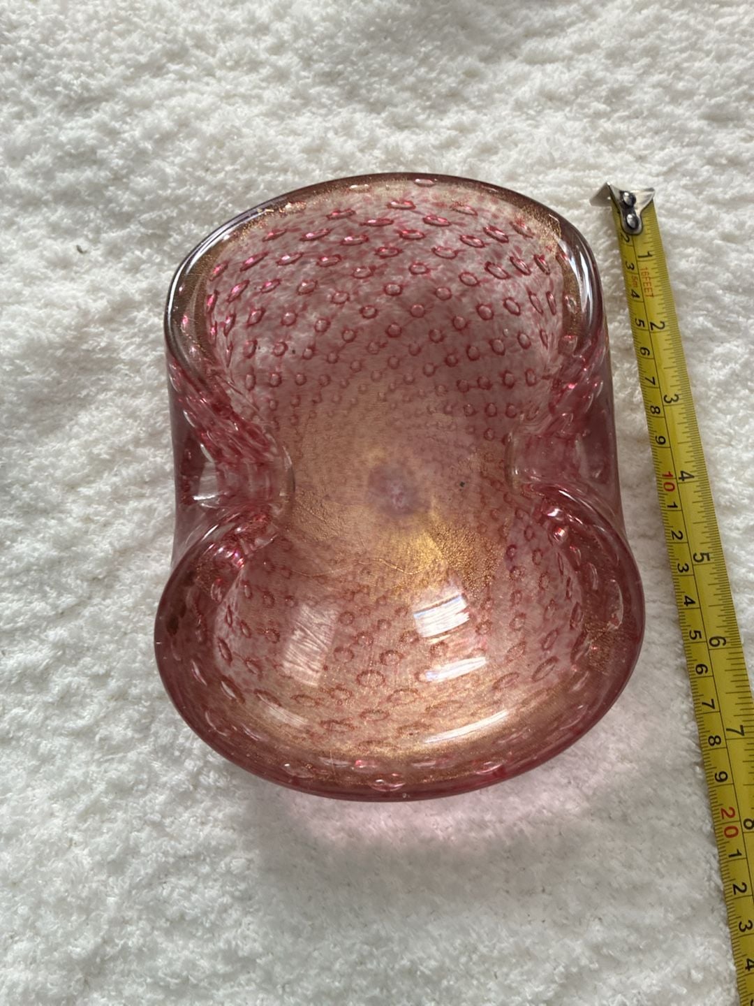 Murano Bullicante Art Glass Pink Gold Fleck Bowl Ashtray A801 5