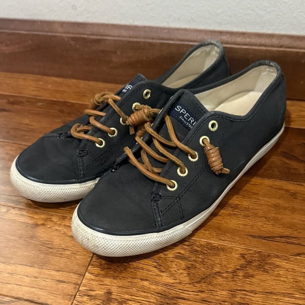 Sperry Seacoast Sneaker Size 6.5M Black Canvas