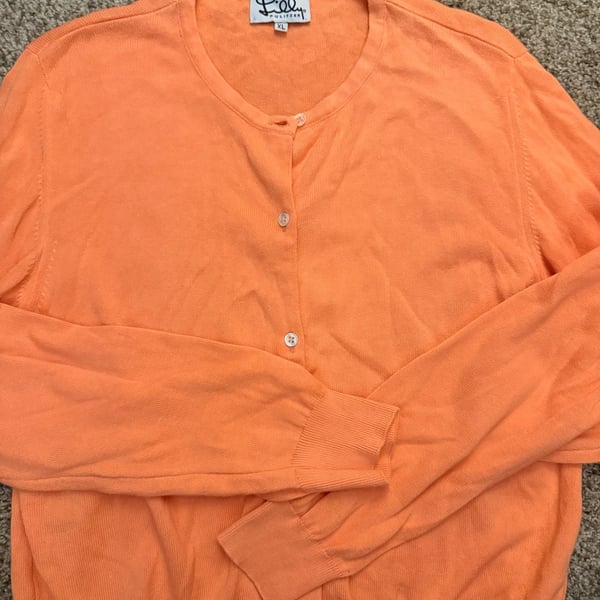 Lilly Pulitzer Cardigan Sweater Size XL Orange 100% Cotton