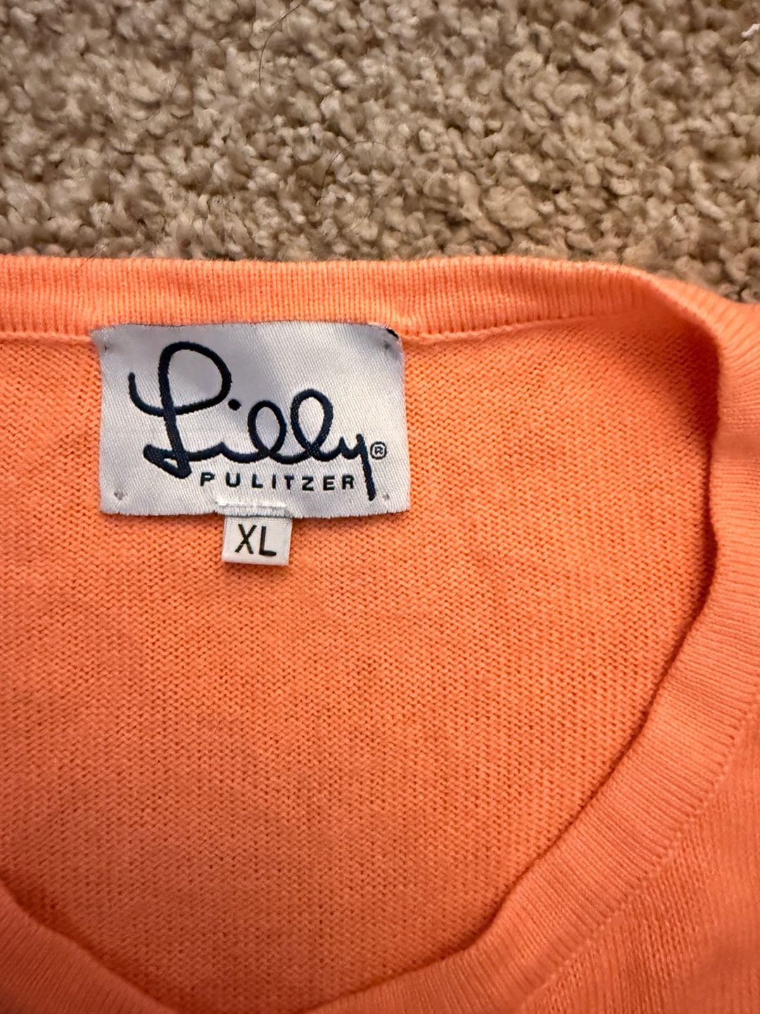 Lilly Pulitzer Cardigan Sweater Size XL Orange 100% Cotton 2