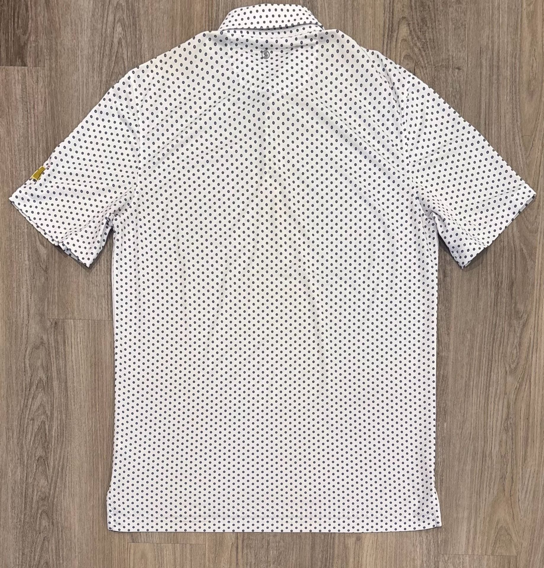 Stitch Golf Polo Shirt Size L White Blue Dot Print Short Sleeve 4