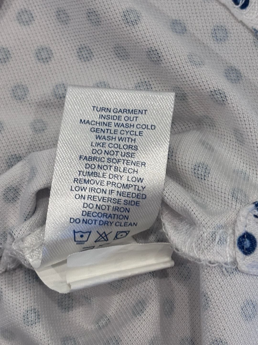 Stitch Golf Polo Shirt Size L White Blue Dot Print Short Sleeve 7