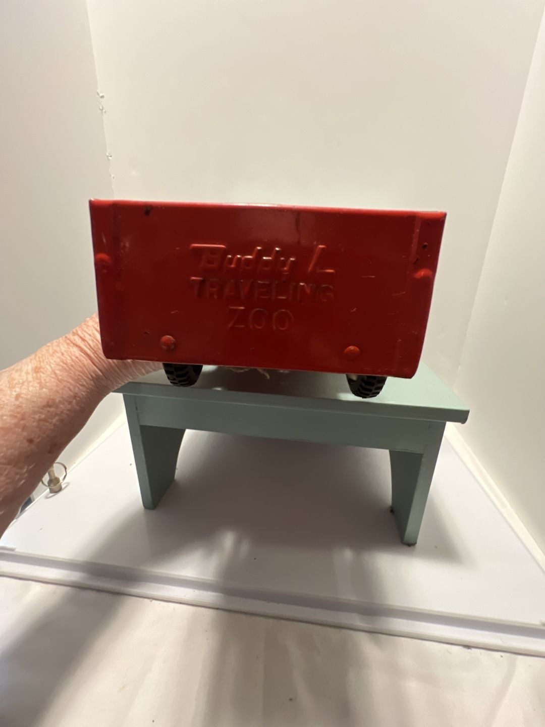 Buddy L Traveling Zoo Truck Red Pressed Steel Toy Pickup 9