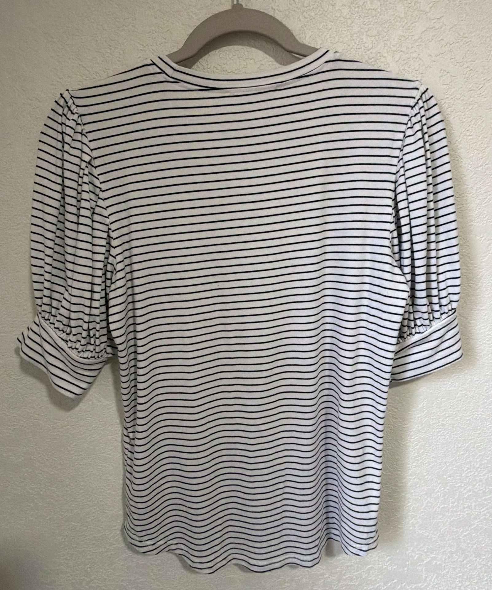 FRAME Balloon Sleeve Striped Tee Size S/P Black White 4