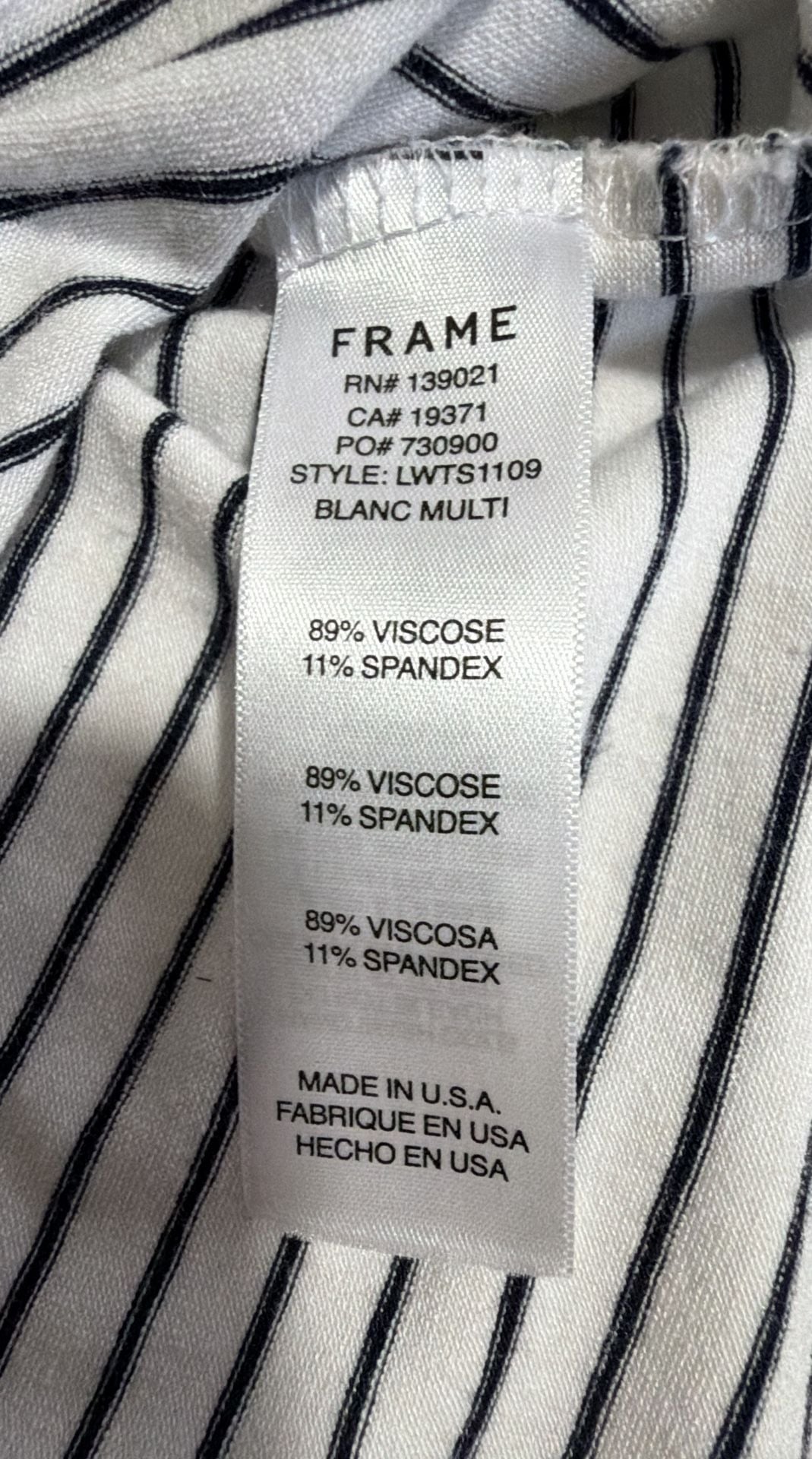 FRAME Balloon Sleeve Striped Tee Size S/P Black White 6