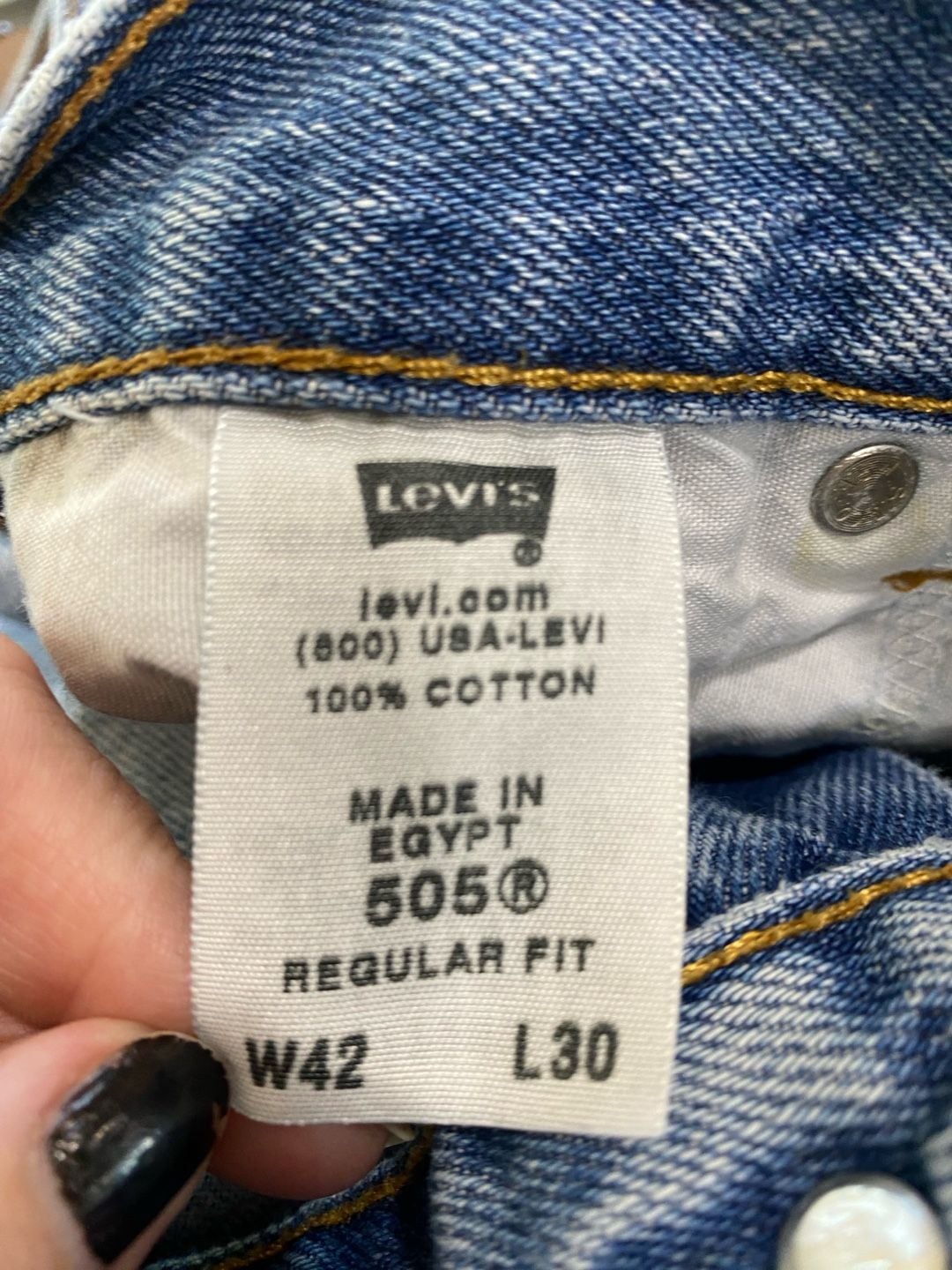 Levi's 505 Regular Fit Jeans Size 42x30 Blue Denim 11
