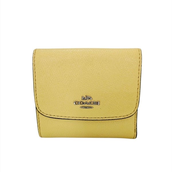 Coach Snap Wallet Retro Yellow Floral Leather Trifold F29930