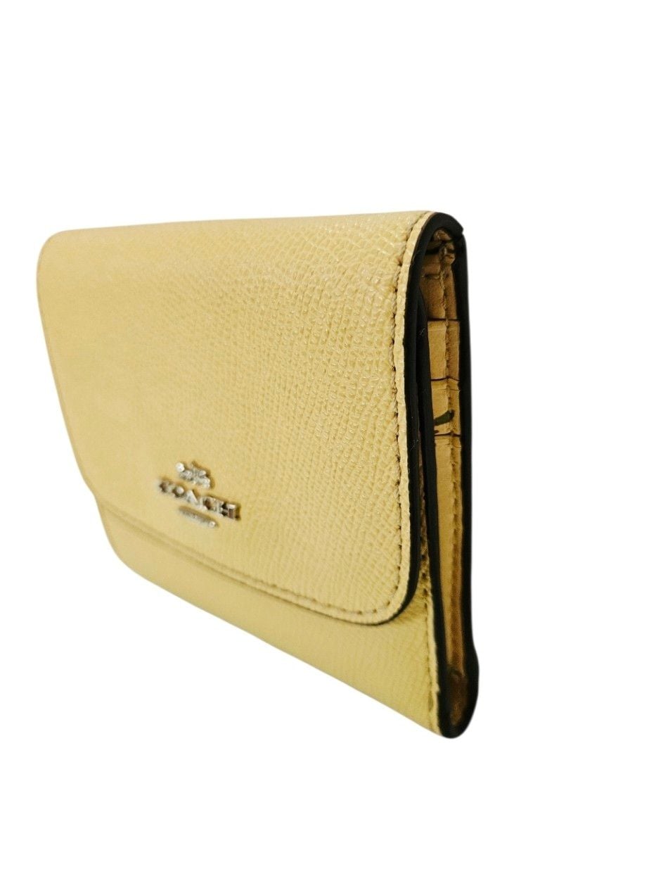 Coach Snap Wallet Retro Yellow Floral Leather Trifold F29930 8