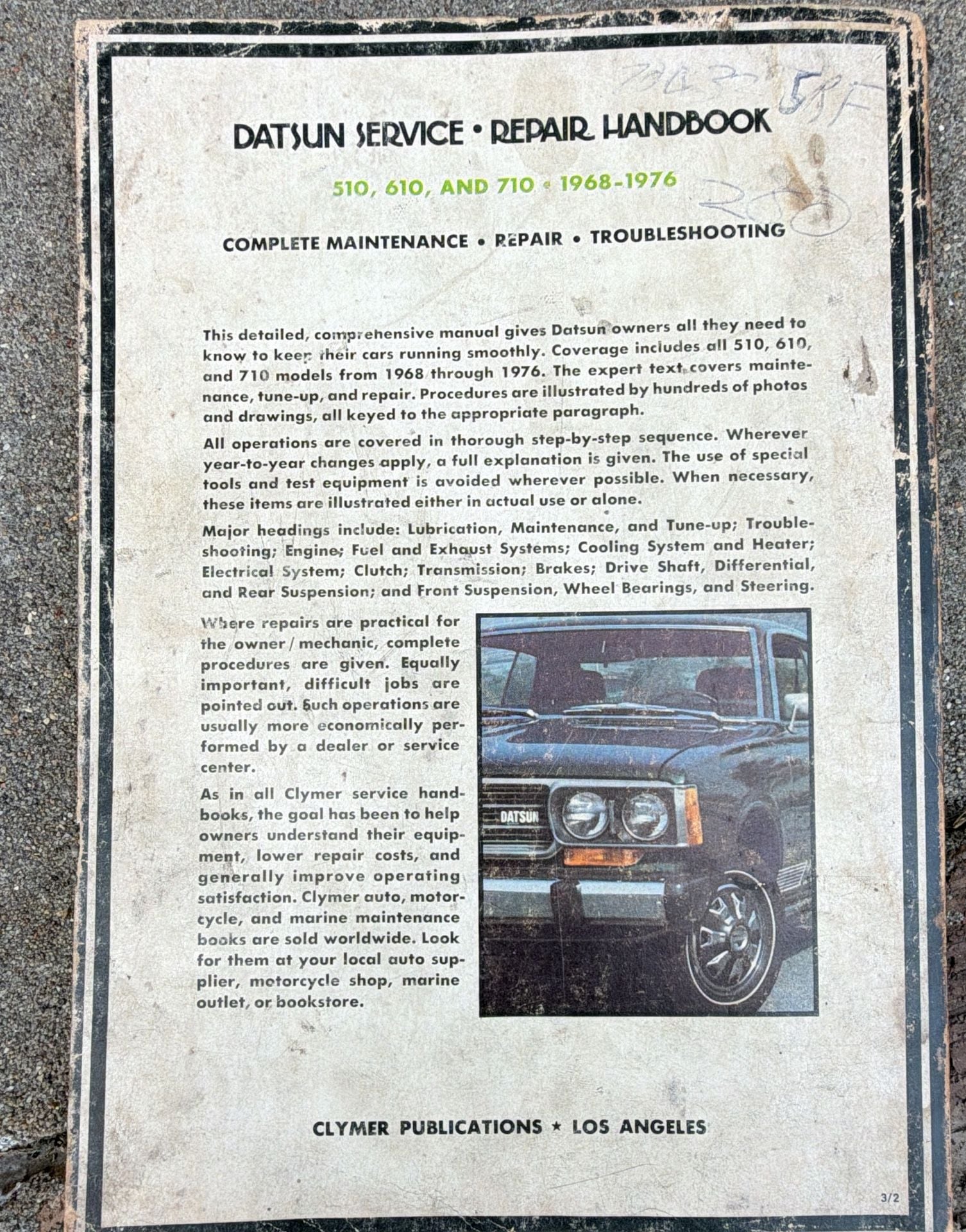 Clymer Datsun Service Repair Handbook 510 610 2