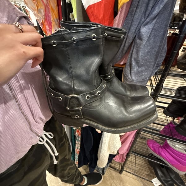 Harley Davidson Black Leather Harness Biker Boots