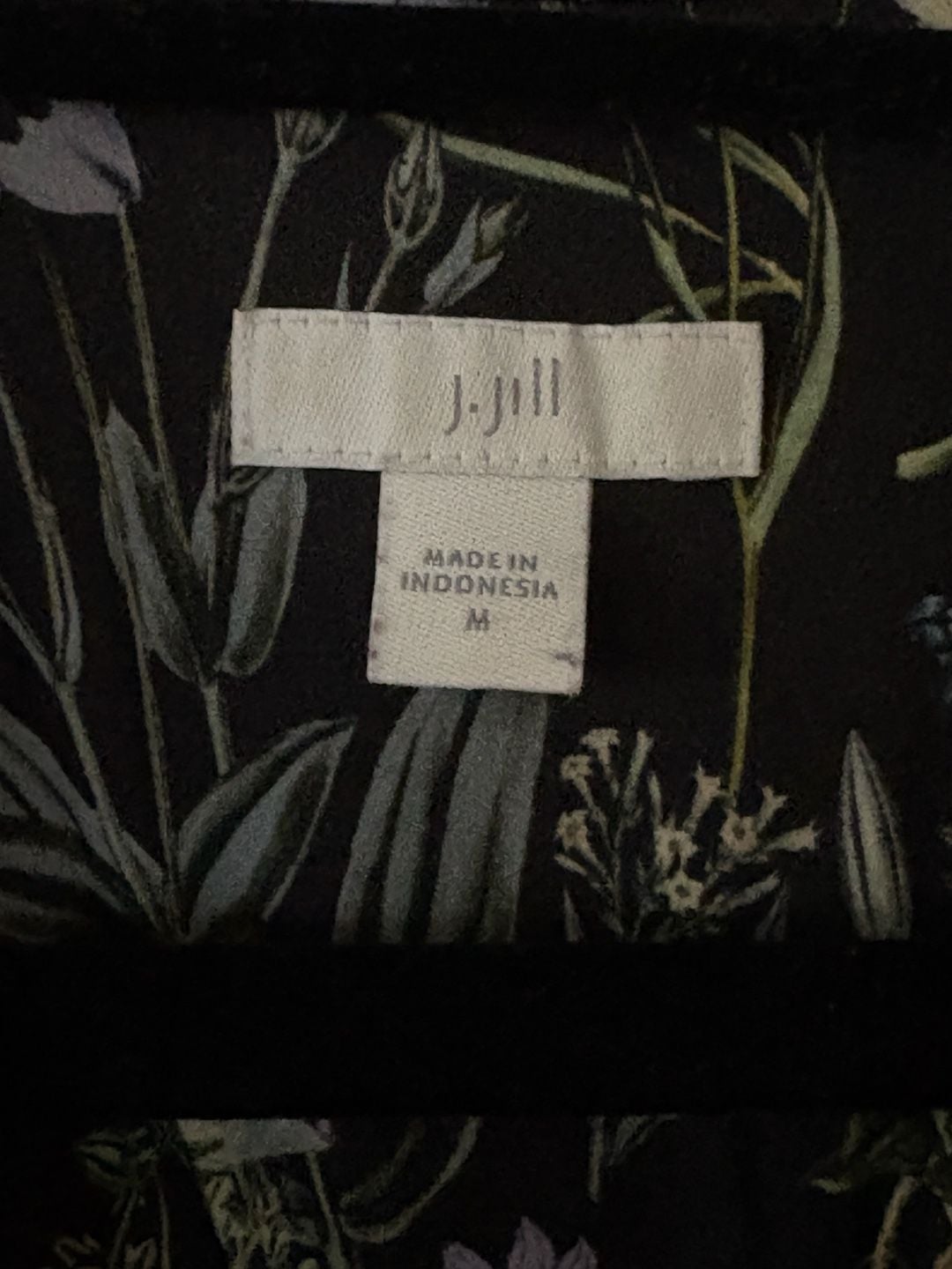 J.Jill Eliza Dress Size M Floral Long Sleeve Button Front Midi 7