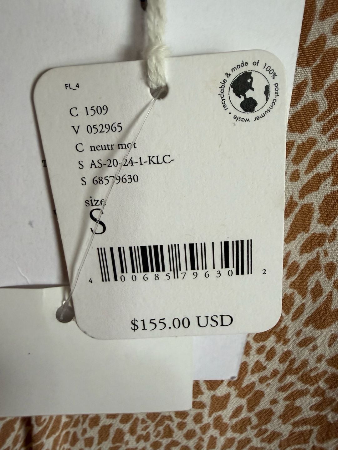 Rue Stiic Mini Dress Size S Animal Print Long Sleeve Tie V-Neck New 5