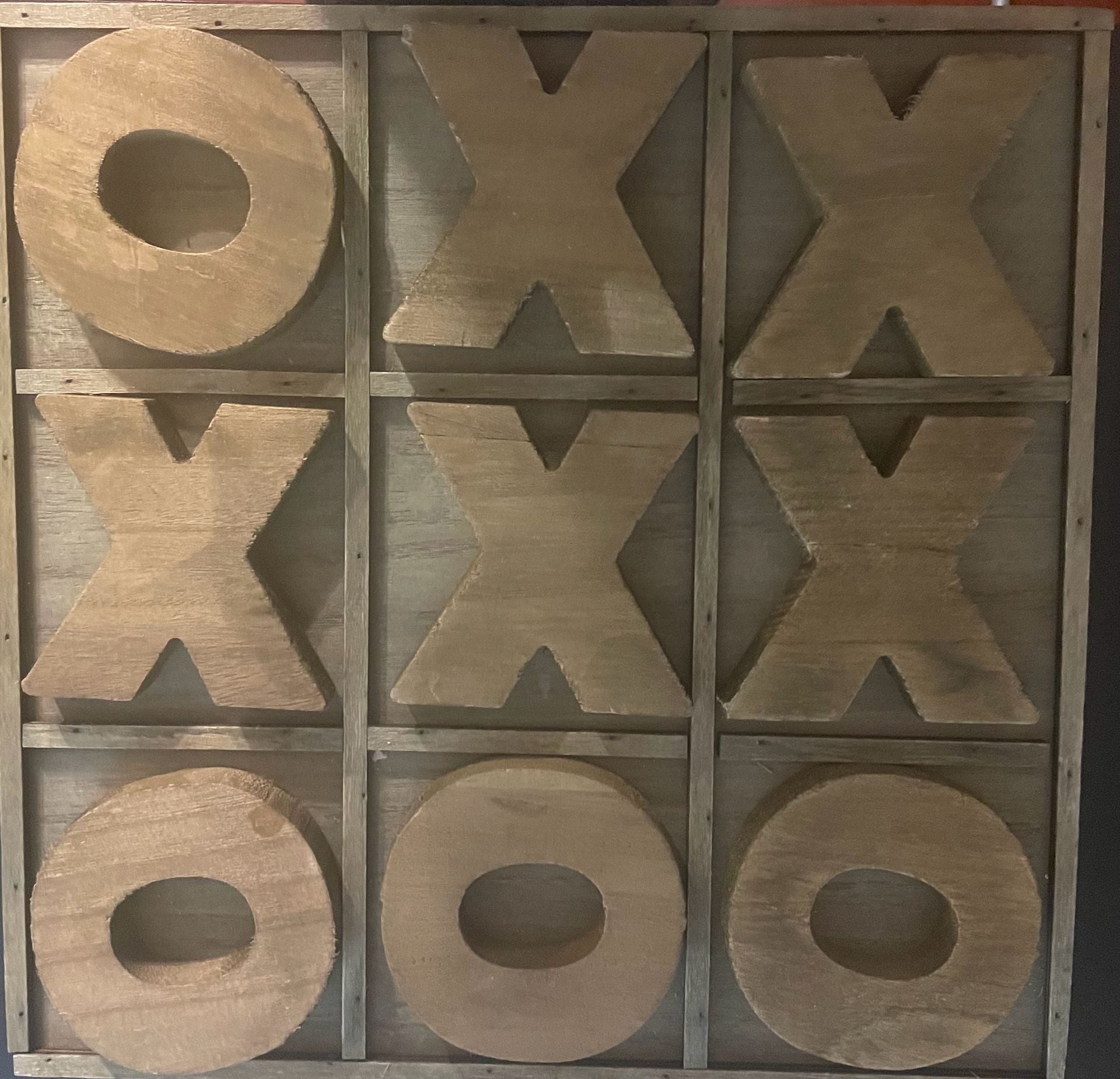 Wooden Tic Tac Toe Board Game Rustic Farmhouse Decor 1