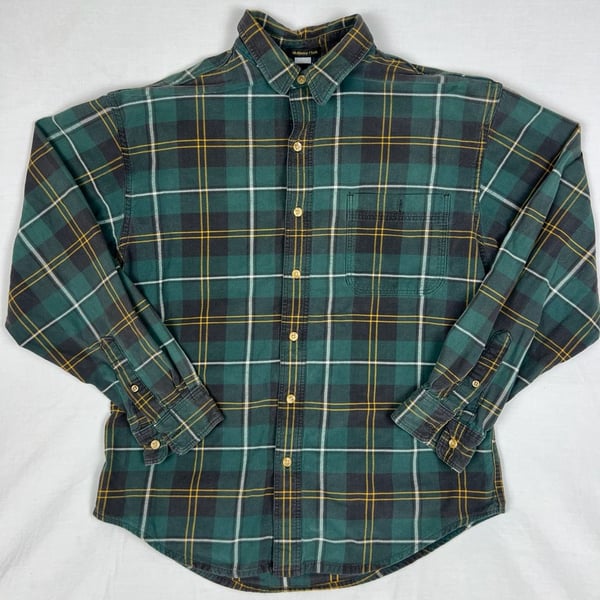 Eddie Bauer McKinley Cloth Flannel Shirt Large Green