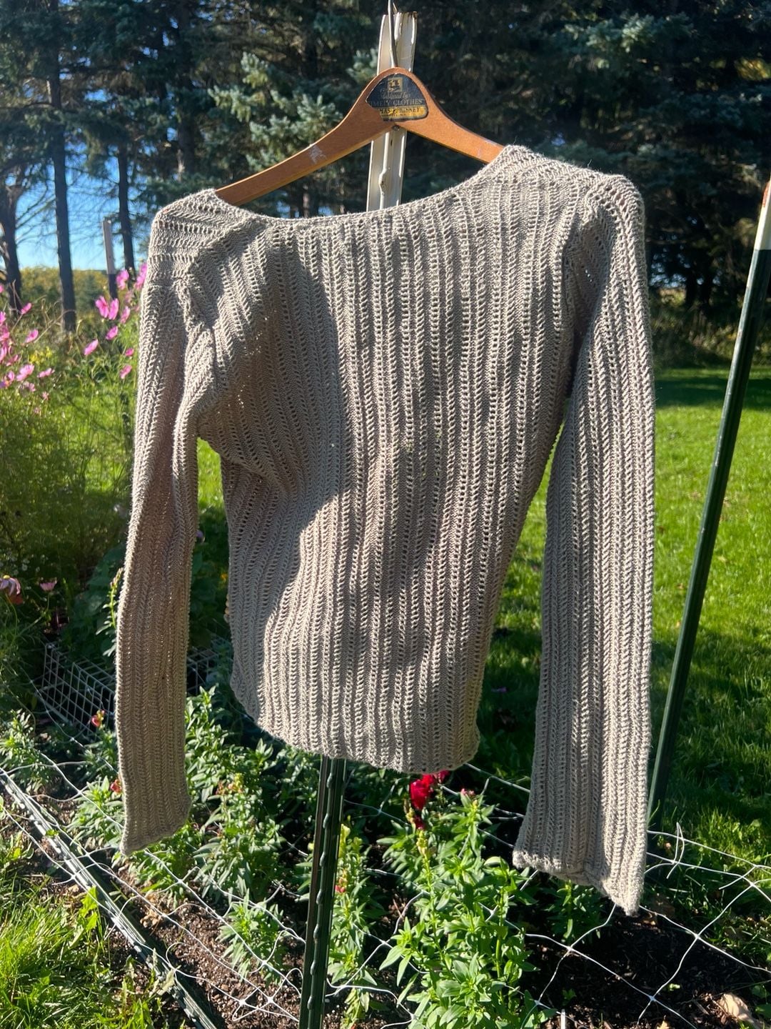 Arizona Jean Company Sweater Size Small Open Knit V-Neck Sage Green 4