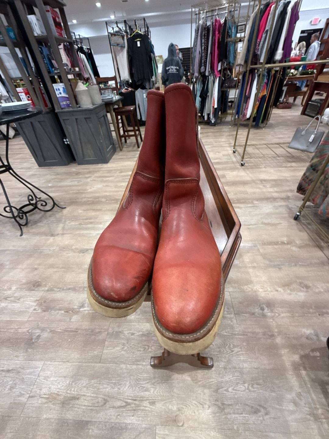 Vintage Red Wing Irish Setter Pecos Boots Red Leather Wedge Sole 2