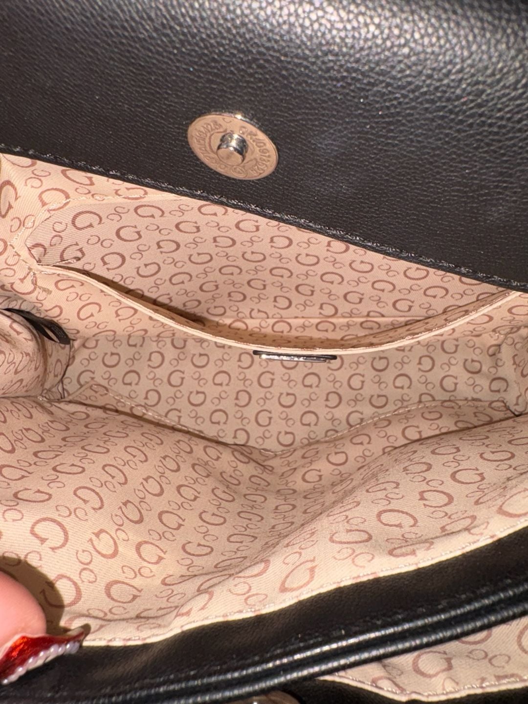 Guess Monogram Black Faux Leather Satchel Tote Bag 3