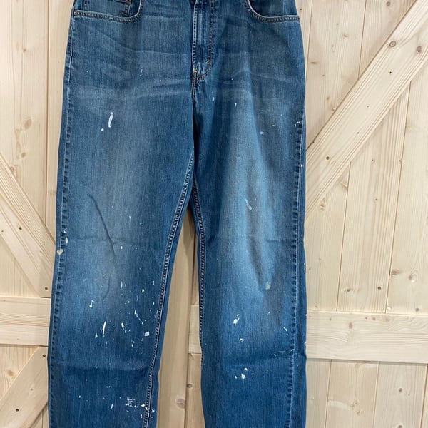 Levi's 560 Loose Straight Jeans Blue Paint Splatter Denim 34 x 36