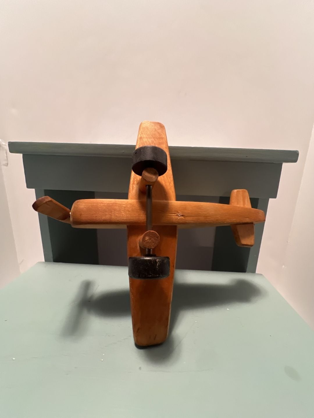 Handmade Wooden Toy Airplane Propeller Plane Rolling Toy 6
