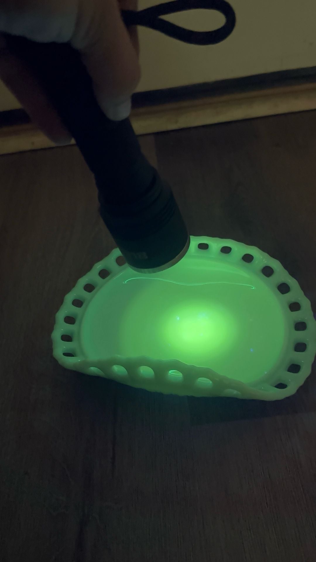 Fostoria Randolph Aqua Open Lace Nappy Bowl Uranium Glass 5