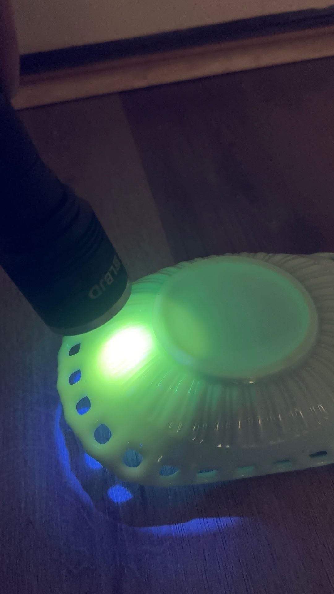 Fostoria Randolph Aqua Open Lace Nappy Bowl Uranium Glass 6