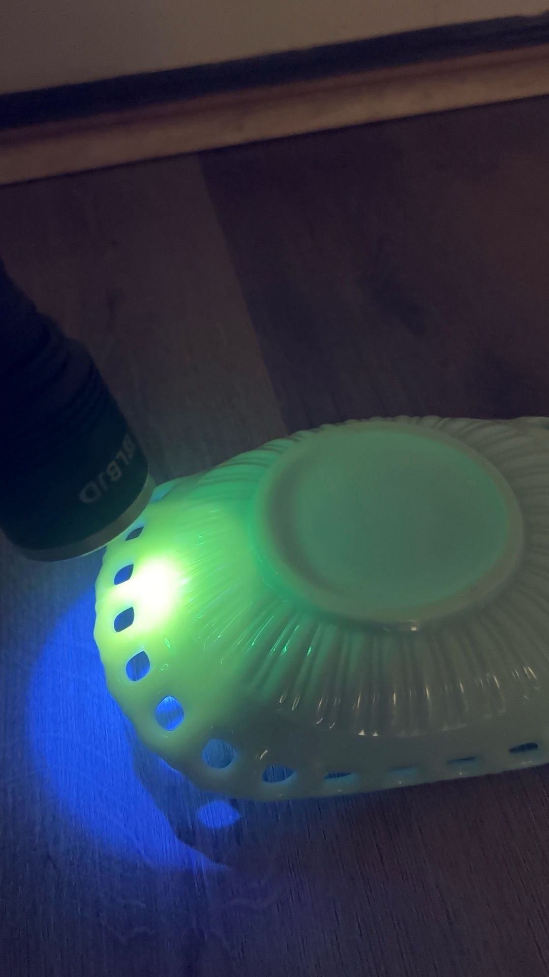 Fostoria Randolph Aqua Open Lace Nappy Bowl Uranium Glass 8