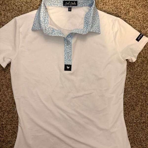 Bad Birdie Golf Polo Size XS White Blue Floral