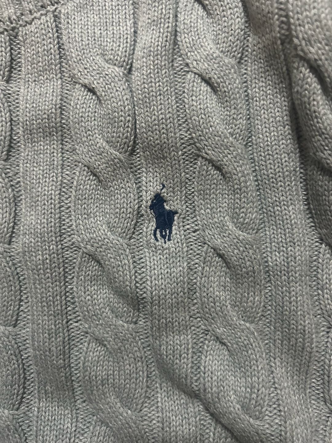 POLO RALPH LAUREN GRAY CABLE-KNIT COTTON SWEATER MEDIUM NEW 5