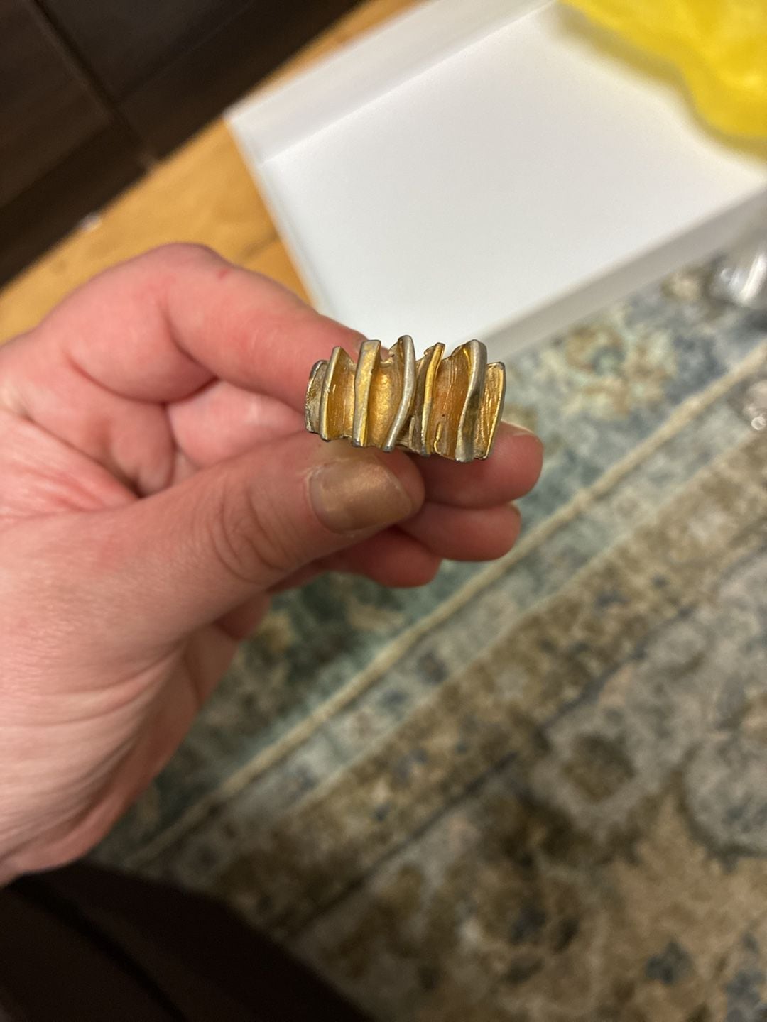 Vintage 1970s Brutalist Two-Tone Modernist Ring 3