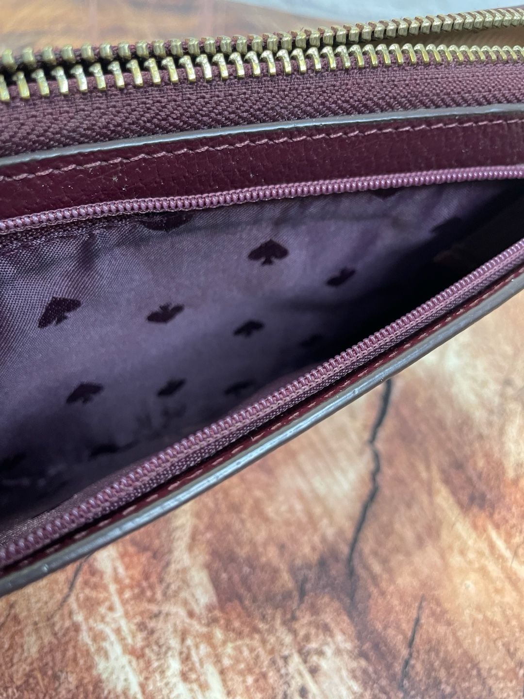 Kate Spade New York Staci Double Zip Wristlet Wallet Burgundy 8