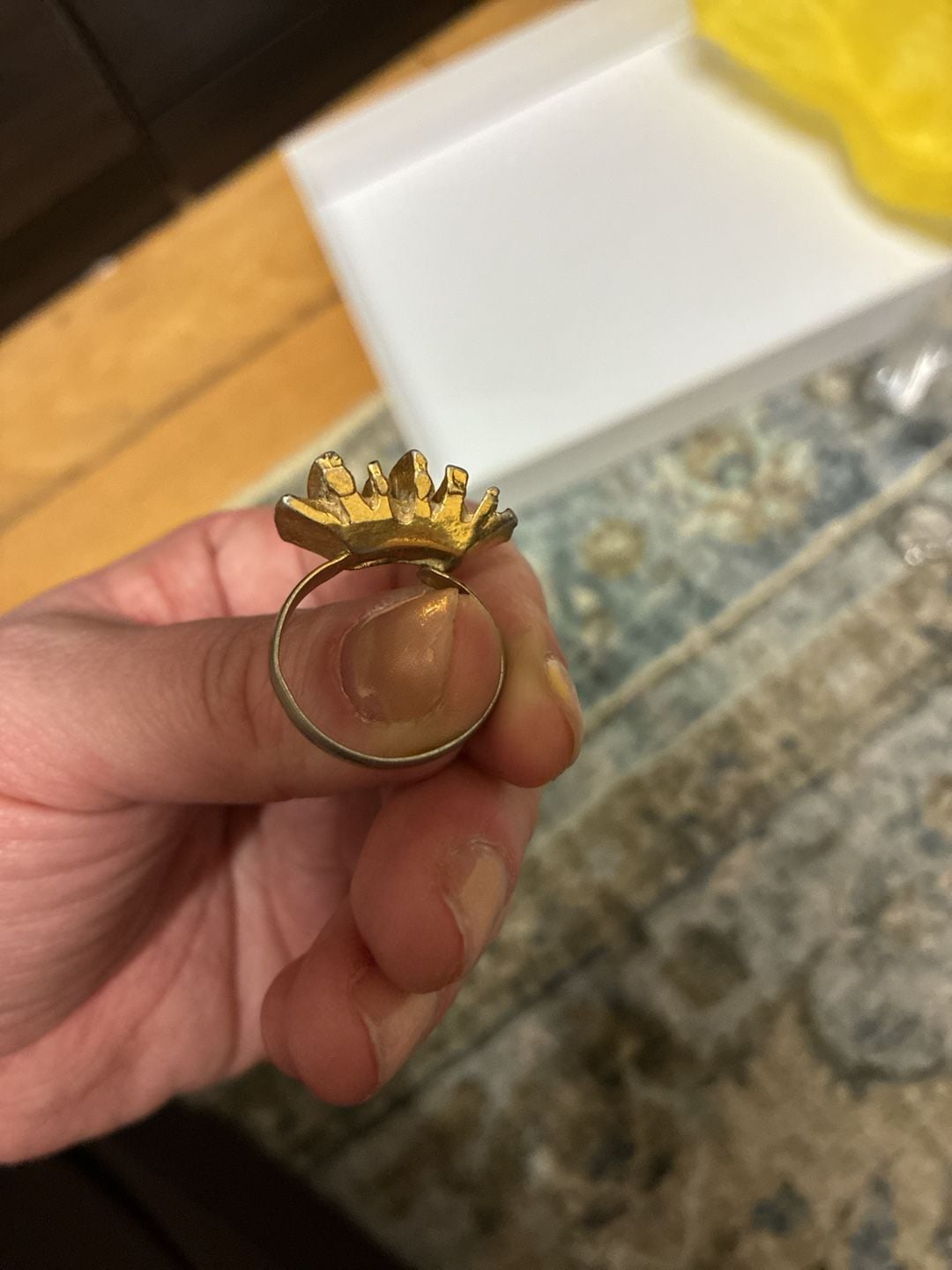 Vintage 1970s Brutalist Two-Tone Modernist Ring 6