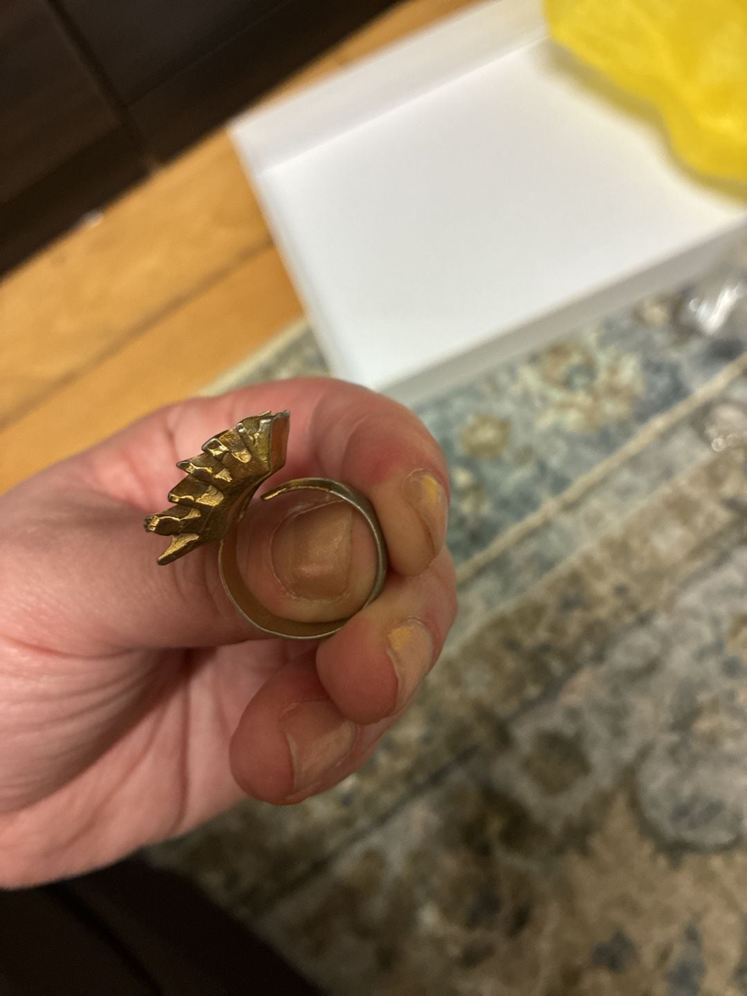 Vintage 1970s Brutalist Two-Tone Modernist Ring 7