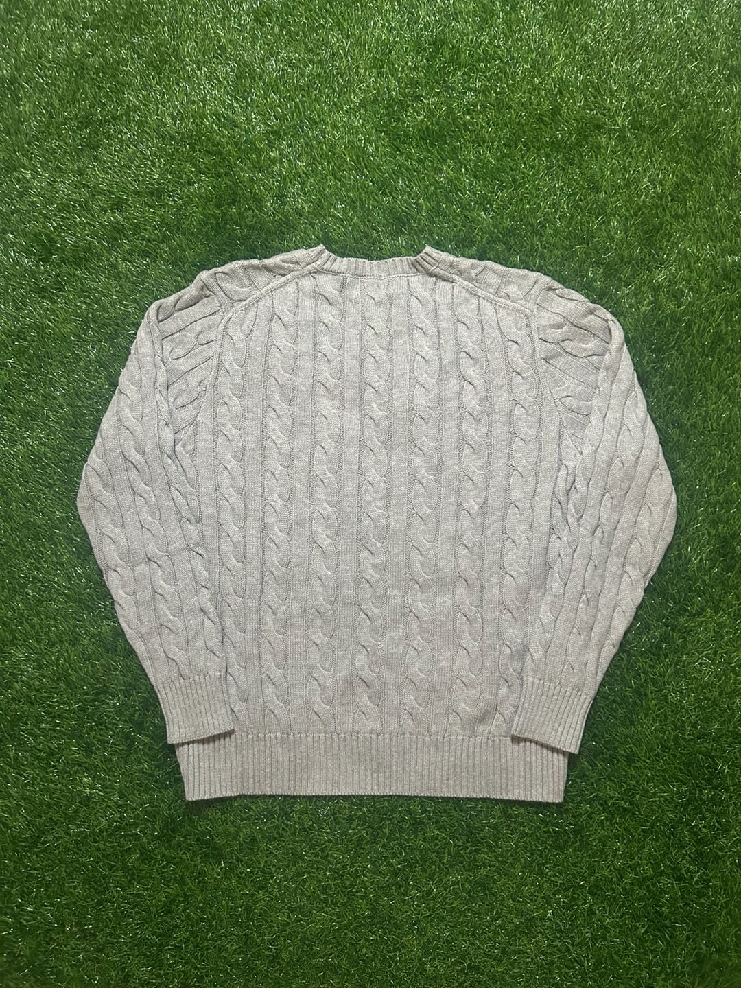 POLO RALPH LAUREN GRAY CABLE-KNIT COTTON SWEATER MEDIUM NEW 3