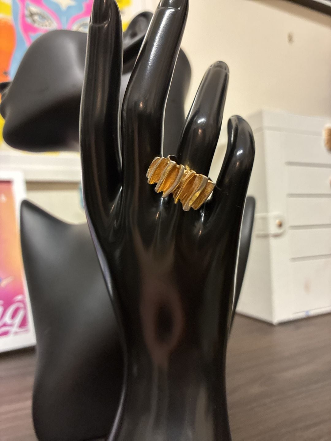 Vintage 1970s Brutalist Two-Tone Modernist Ring 1