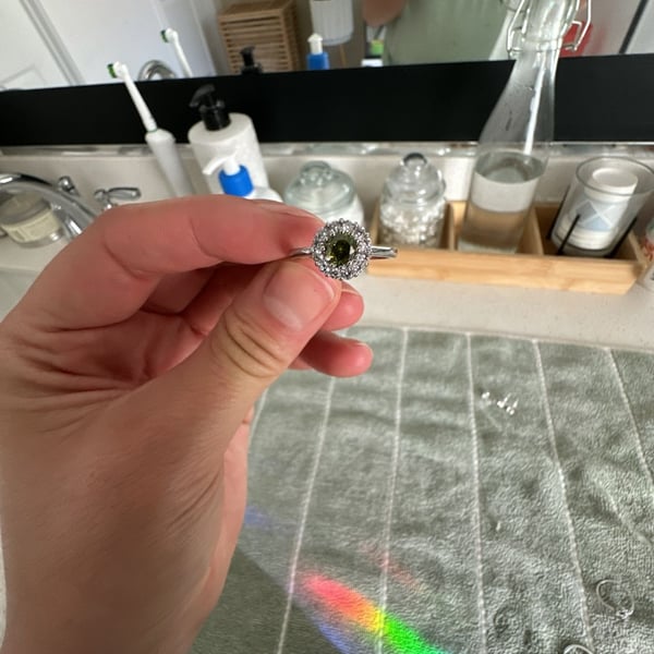 Green Gemstone Halo Ring Silver