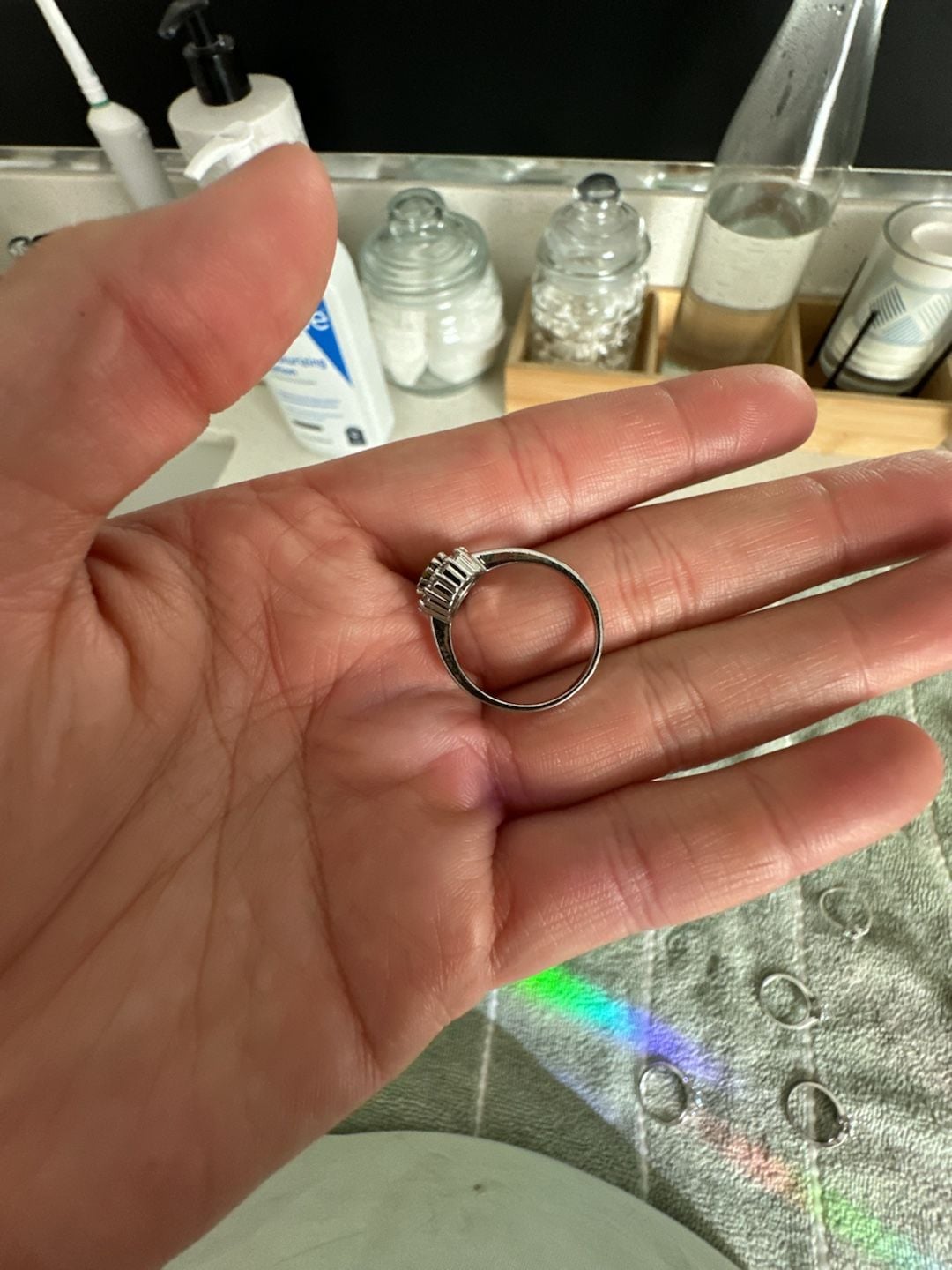 Green Gemstone Halo Ring Silver 3