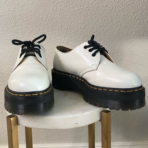 Dr. Martens 1461 Quad Platform Shoes White Leather