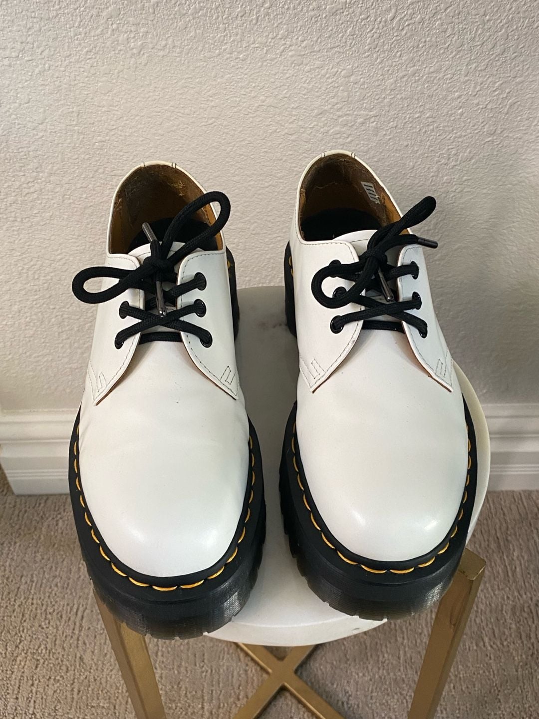 Dr. Martens 1461 Quad Platform Shoes White Leather 3
